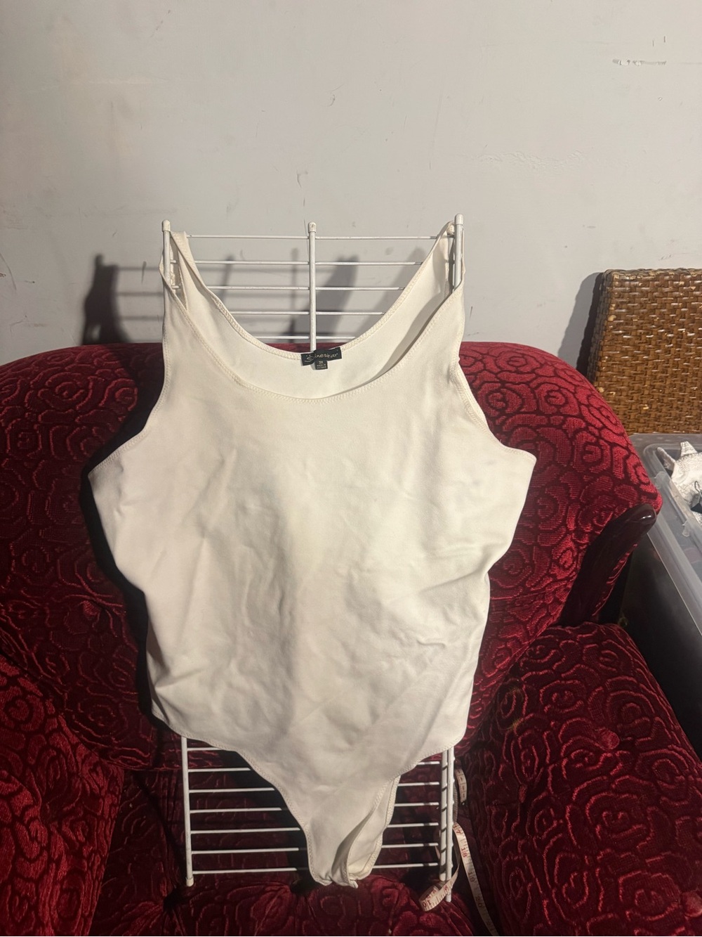 Shinestar Cream Scoop Neck Bodysuit
